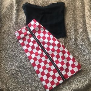 checkered high waisted skirt